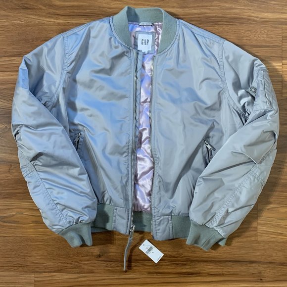 GAP Jackets & Blazers - GAP Silver Bomber Zip Jacket